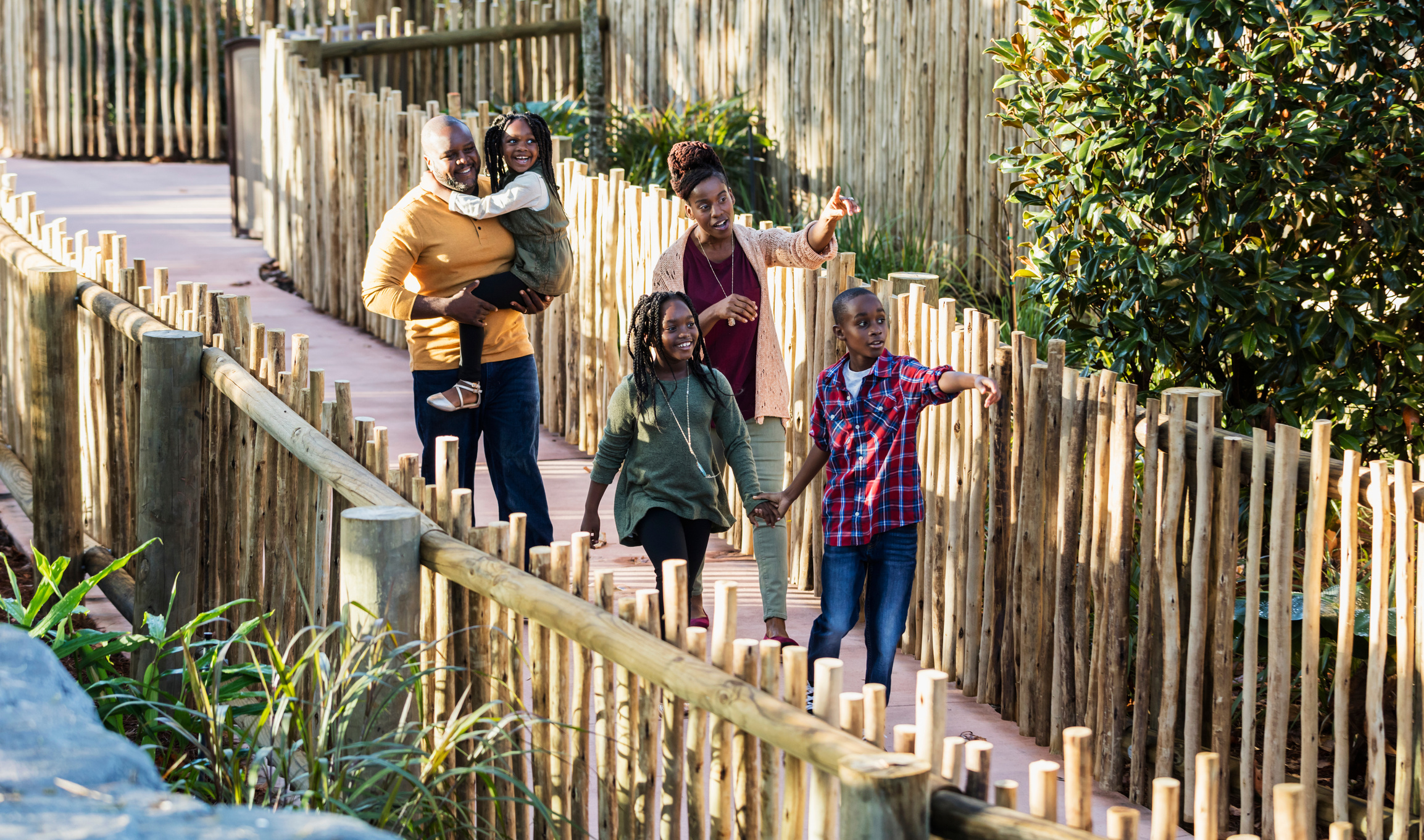 African-American family visiting the zoo